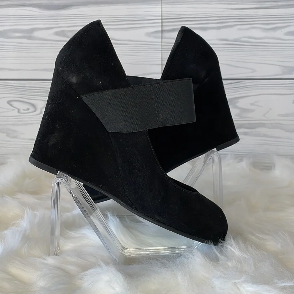 Stuart Weitzman Suede Peep-Toe Wedges‎